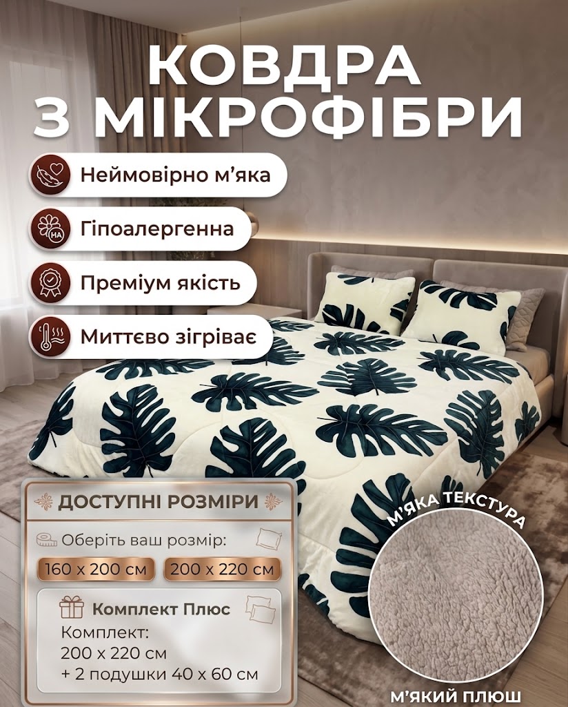Ковдри з принтом (мікрофібра)